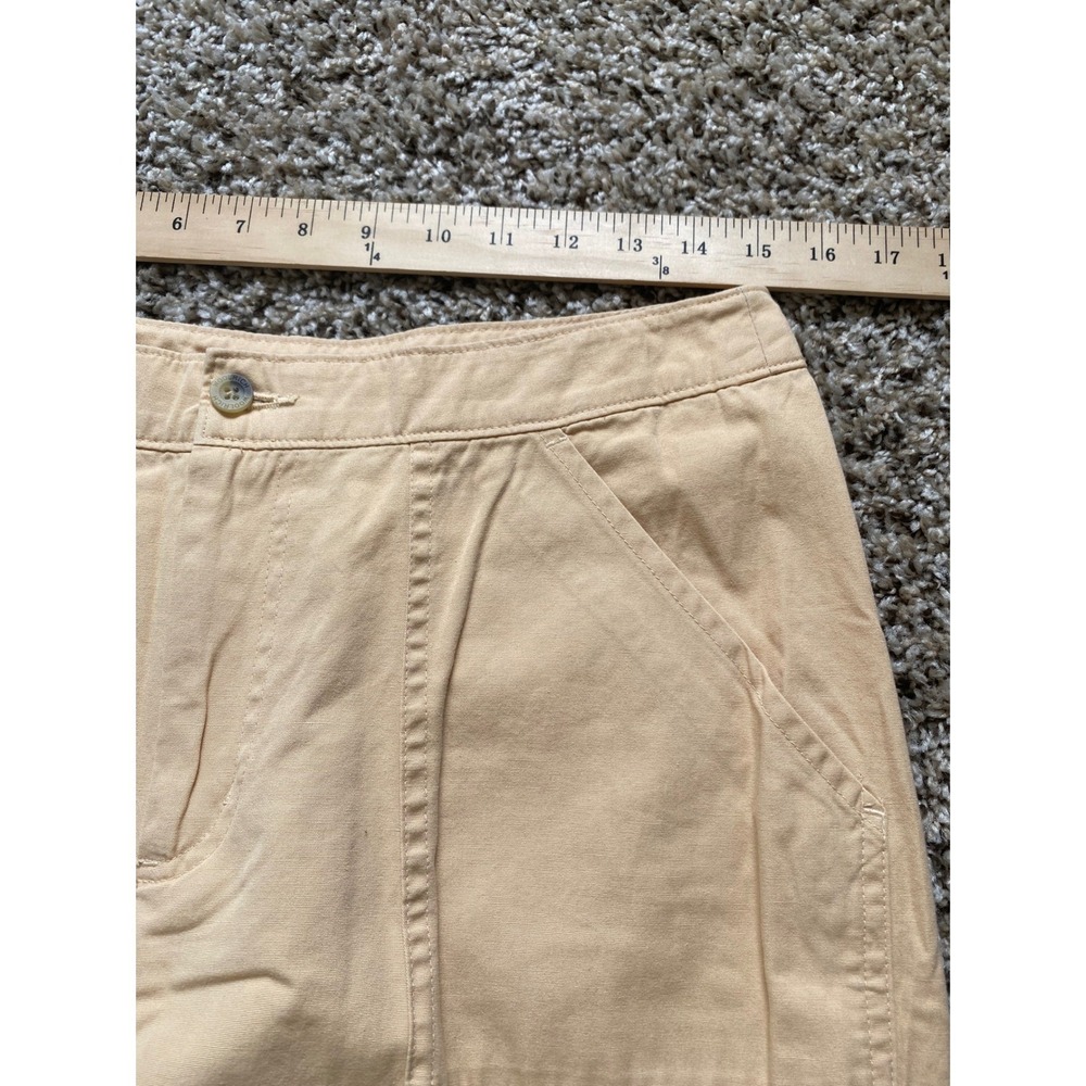 Woolrich Women Tan Yellow Khaki Cropped Wide‎ Leg Utility Cargo Pants Size 10 - Picture 5 of 8
